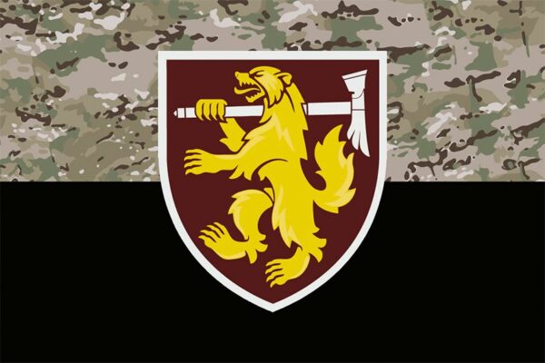 Флаг 68-я отдельная аэромобильная бригада имени Олексы Довбуша (68 ОАэМБр) ДШВ ВСУ камуфляж-черный