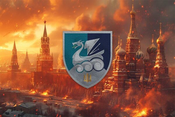 Прапор 36-та окрема бригада морської піхоти імені Михайла Білинського (36 ОБрМП) ВМС ЗСУ (лого 4) кремль палає