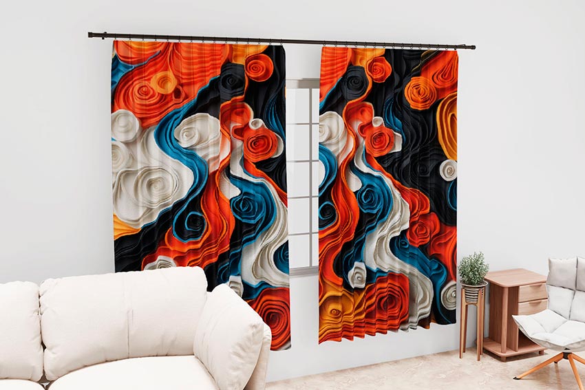 Шторы в спальню «Цветные вихри. Colorful Whirlwinds»