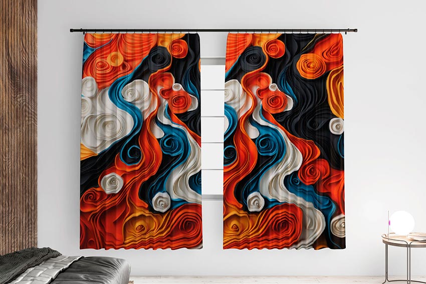 Шторы в спальню «Цветные вихри. Colorful Whirlwinds»