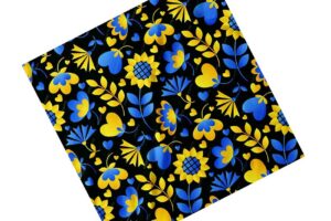 Хустка патріотична Квітковий жовто-синій патерн. Floral yellow-blue pattern