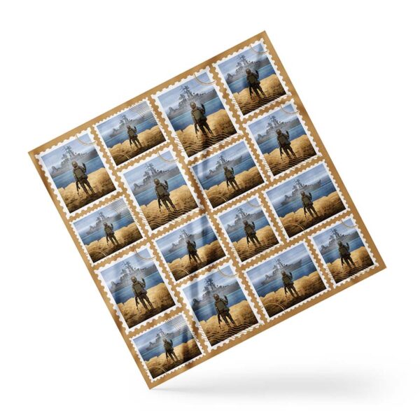 Платок Почтовая марка. Русский военный корабль. Postage stamp. Russian warship