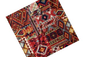 Платок дизайнерский Узор ковер узор. Красный. Carpet pattern. Red