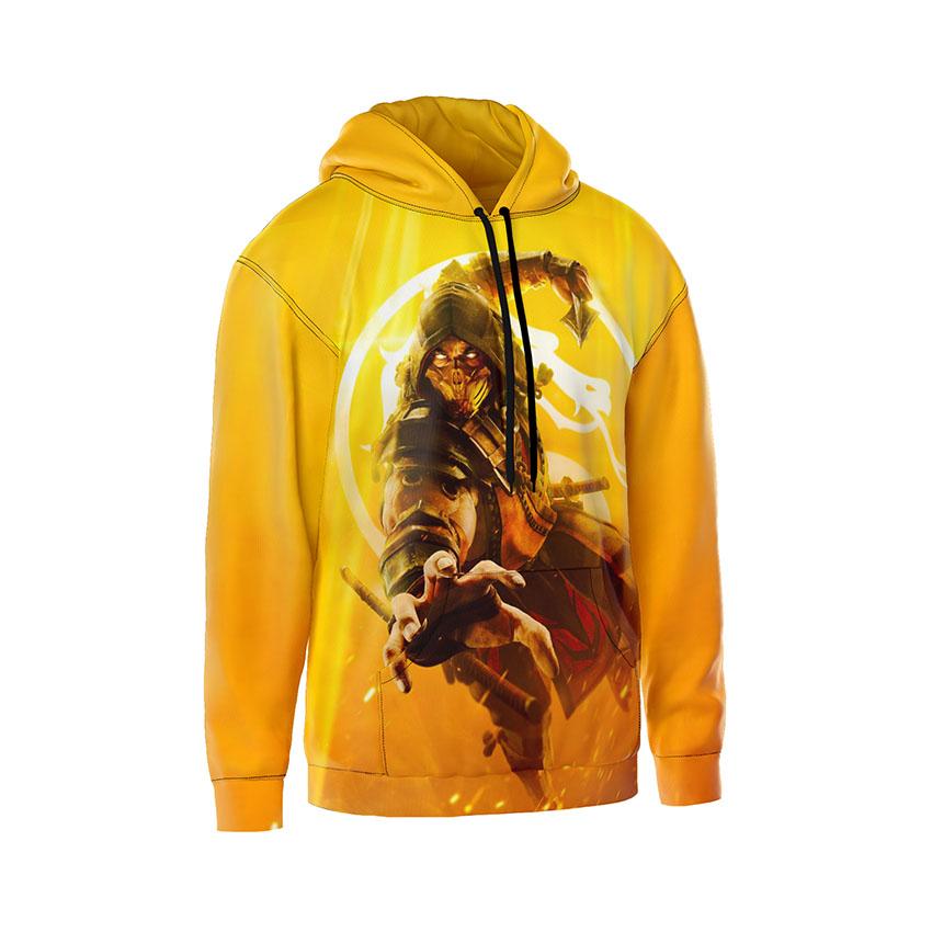 Худі чоловіче з принтом «Скорпіон. Золотий воїн. Мортал Комбат. Scorpion. Golden Warrior. Mortal Kombat»