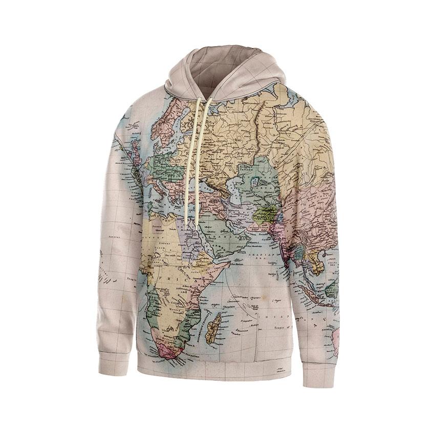 Худі чоловіче з принтом «Вінтажна мапа світу. Vintage world map»