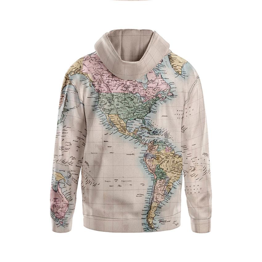 Худі чоловіче з принтом «Вінтажна мапа світу. Vintage world map»