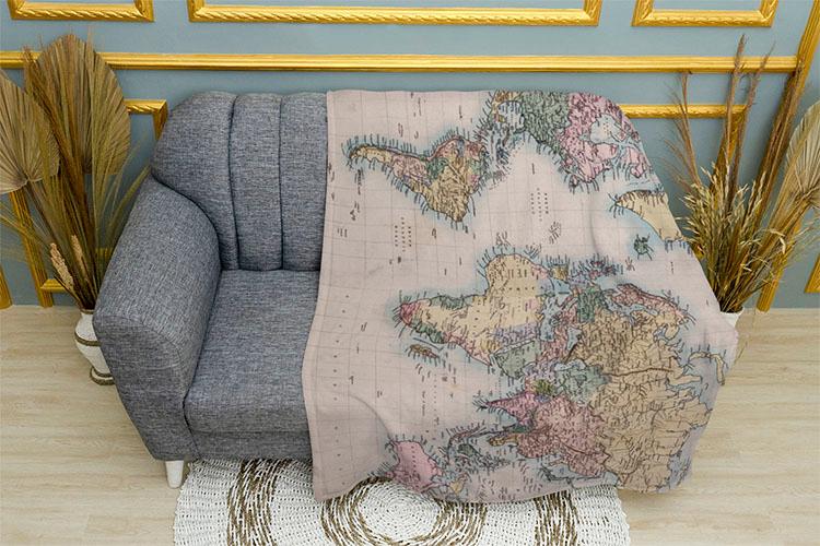 Плед «Вінтажна мапа світу. Vintage world map»