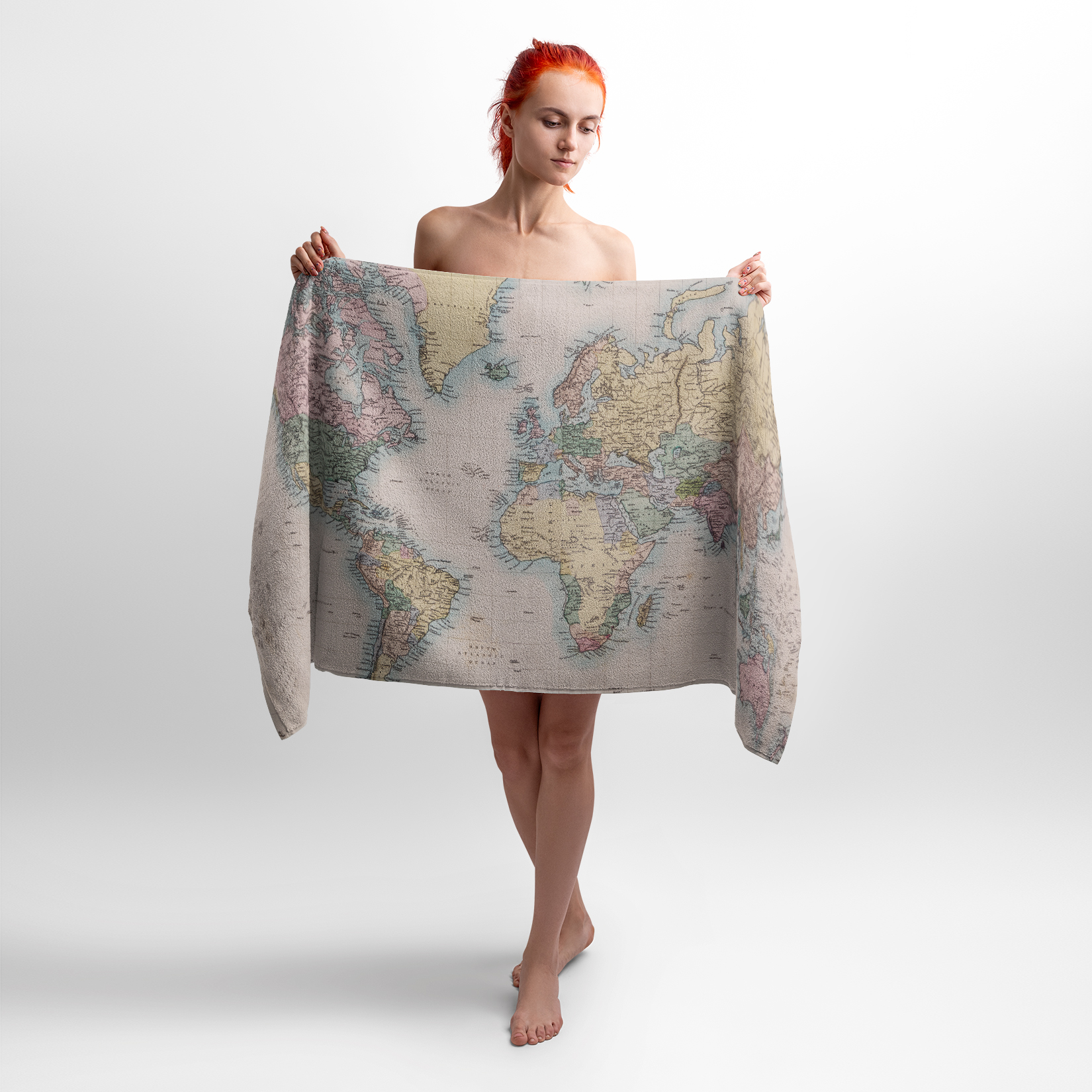 Рушник з принтом «Вінтажна мапа світу. Vintage world map»