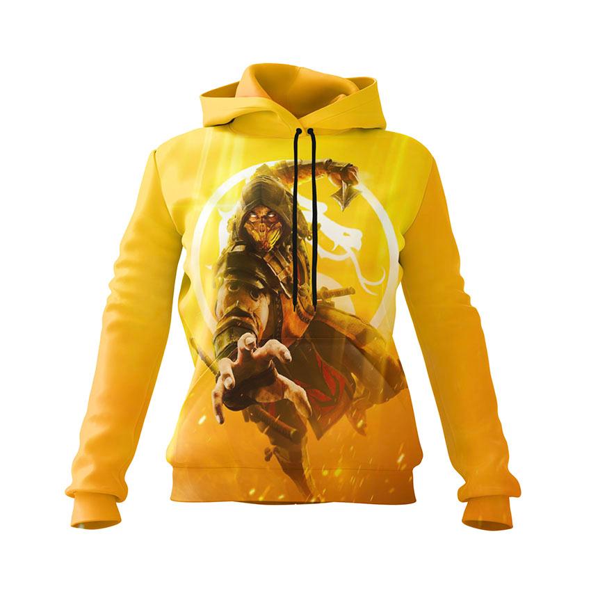 Худі жіноче з принтом «Скорпіон. Золотий воїн. Мортал Комбат. Scorpion. Golden Warrior. Mortal Kombat»