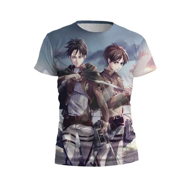 Футболка чоловіча спортивна з принтом «Леві та Ерен. Атака Титанів. Levi and Eren. Attack on Titan»