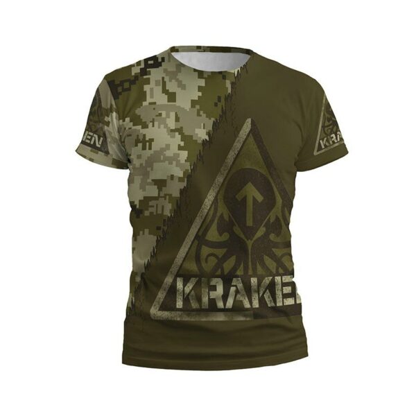 Футболка чоловіча спортивна з принтом «Спецпідрозділ Kraken. Камуфляж. Kraken Regiment. Camouflage»