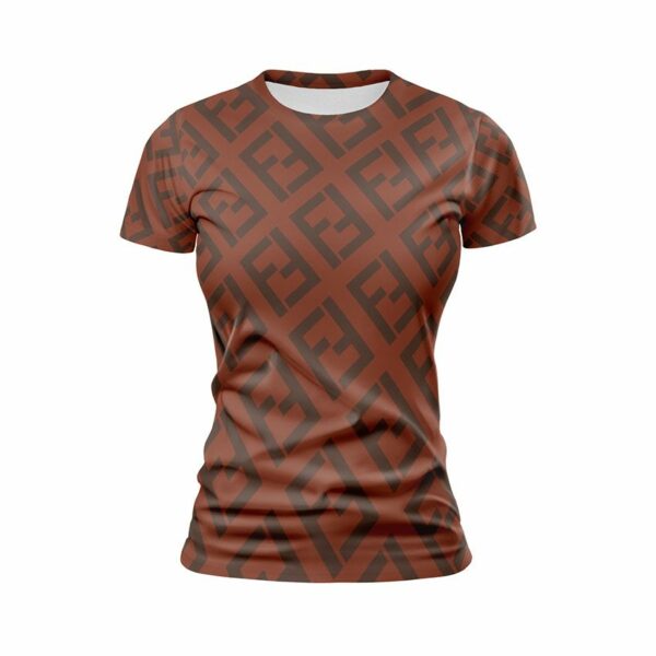 Футболка жіноча спортивна з принтом «Фенді. Червоний патерн. Fendi. Red Pattern»