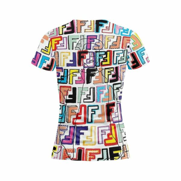 Футболка женская спортивная с принтом «Фенди. Яркий хаос. Fendi. Bright chaos»