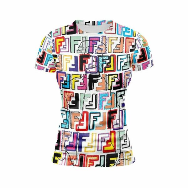Футболка женская спортивная с принтом «Фенди. Яркий хаос. Fendi. Bright chaos»