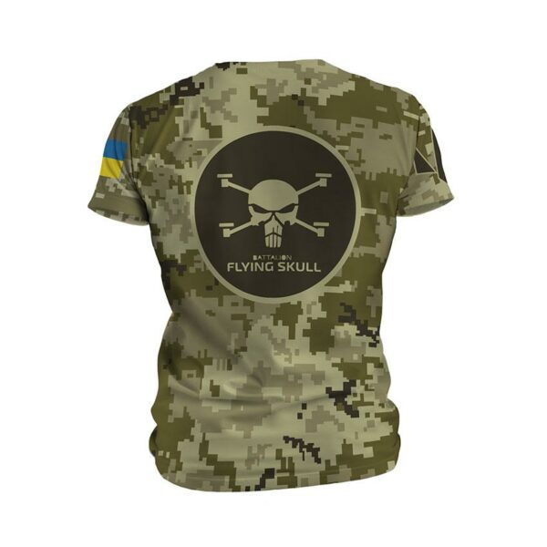 Футболка чоловіча спортивна з принтом «Батальйон «Flying Skull». Камуфляж. Camouflage»