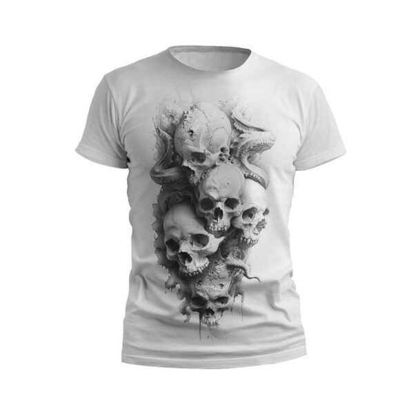 Футболка чоловіча спортивна з принтом «Черепи чорно-білі. Skulls black and white»