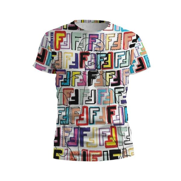 Футболка чоловіча спортивна з принтом «Фенді. Яскравий хаос. Fendi. Bright chaos»
