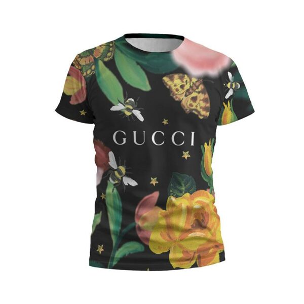 Футболка мужская спортивная с принтом «Гуччи. Лого с цветами. Gucci. Logo with flowers»