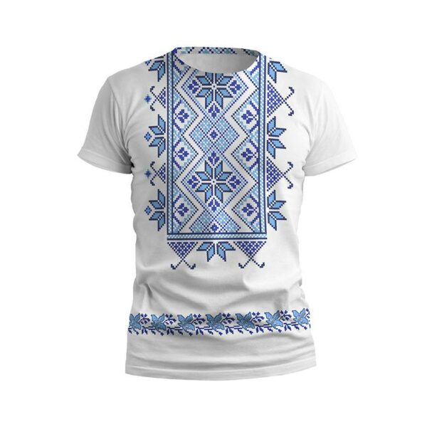 Футболка мужская спортивная с принтом «Цветочная вышиванка. Белая. Floral embroidery. White»