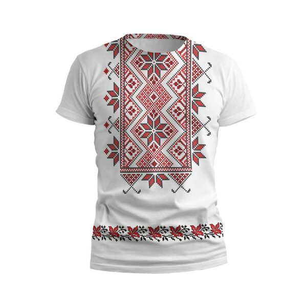 Футболка мужская спортивная с принтом «Цветочная вышиванка. Белая. Floral embroidery. White»