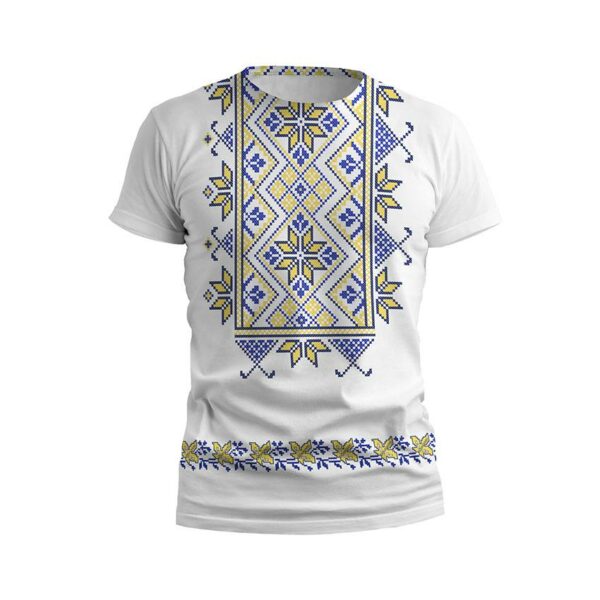 Футболка мужская спортивная с принтом «Цветочная вышиванка. Белая. Floral embroidery. White»
