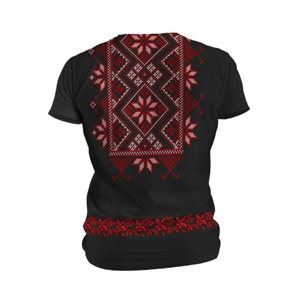 Футболка мужская спортивная с принтом «Цветочная вышиванка. Черная. Floral embroidery. Black»