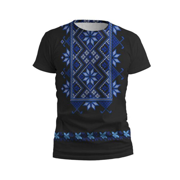 Футболка мужская спортивная с принтом «Цветочная вышиванка. Черная. Floral embroidery. Black»