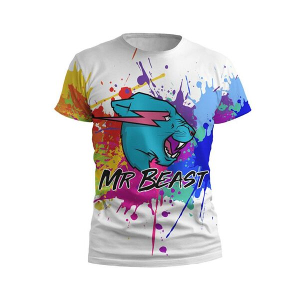 Футболка чоловіча спортивна з принтом «Містер Біст. Вибух фарб. MrBeast. Color Explosion»