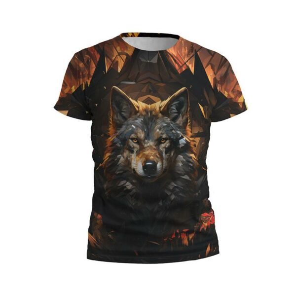 Футболка чоловіча спортивна з принтом «Полум'яний вовк. Fiery Wolf»