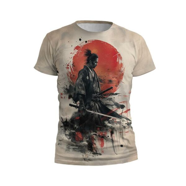 Футболка чоловіча спортивна з принтом «Самурай. Червоний схід сонця. Samurai. Red sunrise»