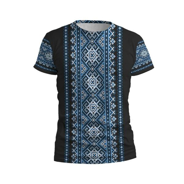 Футболка чоловіча спортивна з принтом «Традиційна вишиванка. Чорна. Traditional embroidery. Black»