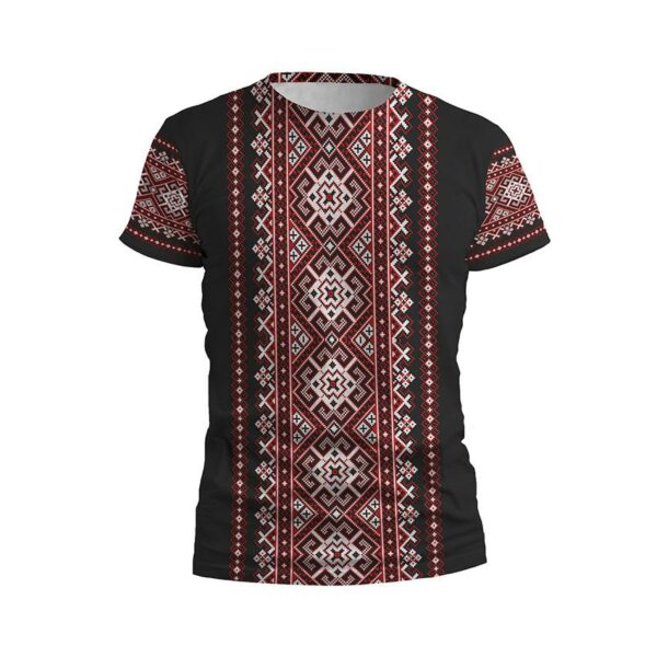 Футболка чоловіча спортивна з принтом «Традиційна вишиванка. Чорна. Traditional embroidery. Black»