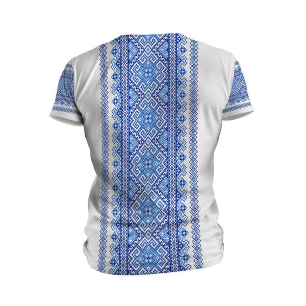Футболка чоловіча спортивна з принтом «Традиційна вишиванка. Біла. Traditional embroidery. White»