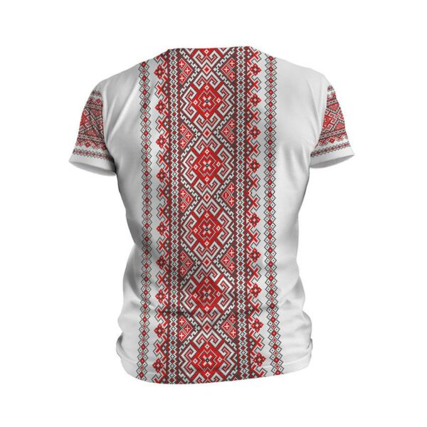 Футболка чоловіча спортивна з принтом «Традиційна вишиванка. Біла. Traditional embroidery. White»