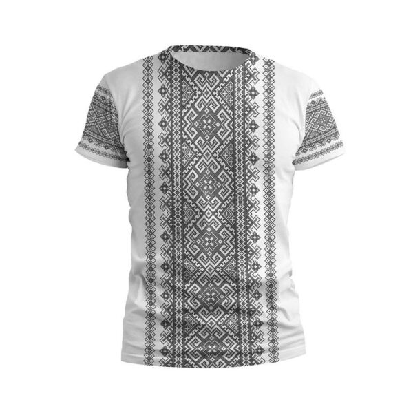 Футболка чоловіча спортивна з принтом «Традиційна вишиванка. Біла. Traditional embroidery. White»