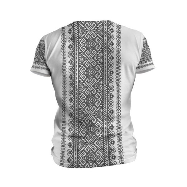 Футболка чоловіча спортивна з принтом «Традиційна вишиванка. Біла. Traditional embroidery. White»