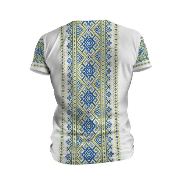 Футболка чоловіча спортивна з принтом «Традиційна вишиванка. Біла. Traditional embroidery. White»