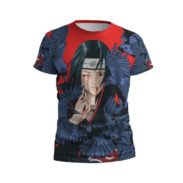 Футболка мужская спортивная с принтом «Наруто. Учиха Итачи с воронами. Naruto. Itachi Uchiha with crows»
