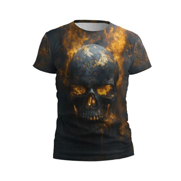 Футболка чоловіча спортивна з принтом «Вогняний череп. Fire Skull»