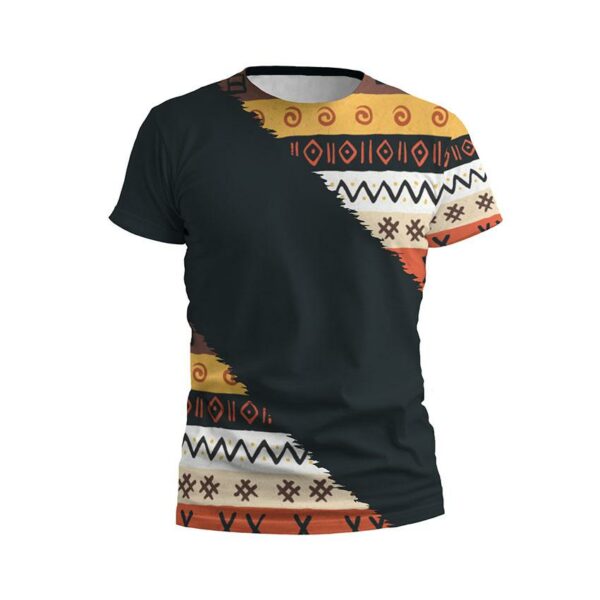 Футболка мужская спортивная с принтом «Этнический оранжевый узор. Ethnic orange pattern. Black»