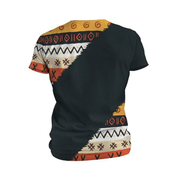 Футболка мужская спортивная с принтом «Этнический оранжевый узор. Ethnic orange pattern. Black»
