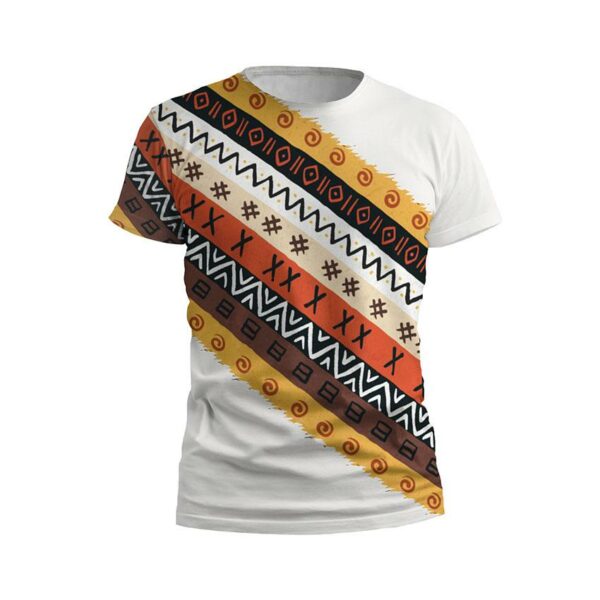 Футболка мужская спортивная с принтом «Этнический оранжевый узор. Ethnic orange pattern. White»