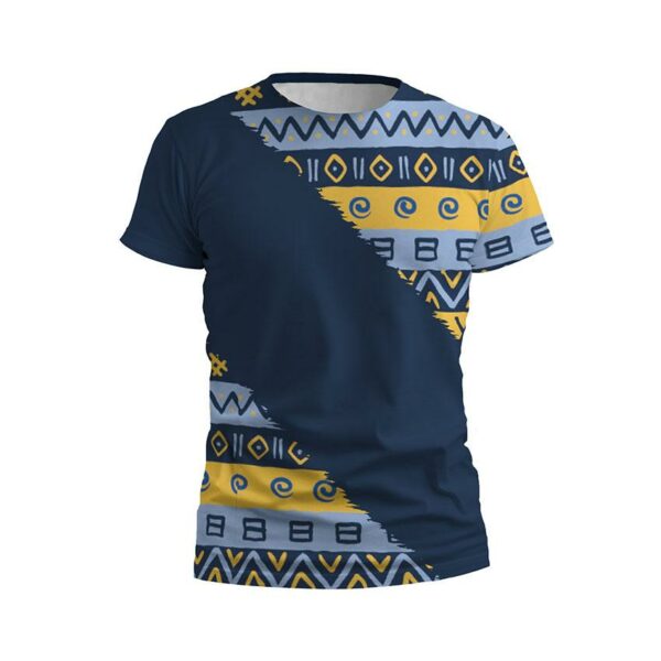 Футболка мужская спортивная с принтом «Национальный паттерн. National pattern. Blue»