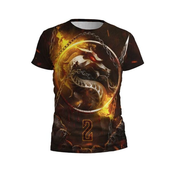 Футболка чоловіча спортивна з принтом «Полум’яний дракон. Мортал Комбат. Flaming Dragon. Mortal Kombat»