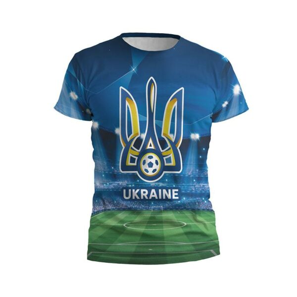 Футболка чоловіча спортивна з принтом «Збірна України з футболу. Нічний стадіон. Ukraine national football team. Night Stadium»