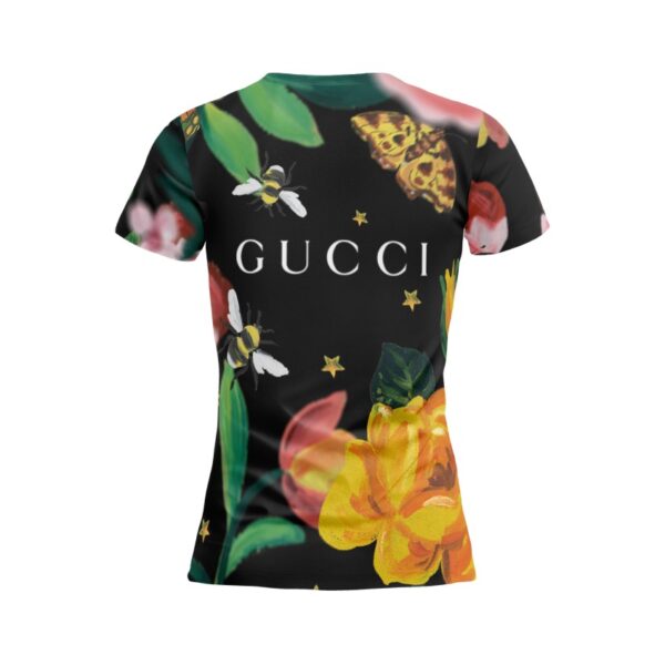 Футболка женская спортивная с принтом «Гуччи. Лого с цветами. Gucci. Logo with flowers»