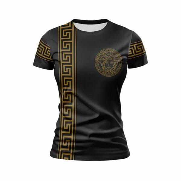 Футболка женская спортивная с принтом «Версаче. Черный шик. Versace. Black Chic»