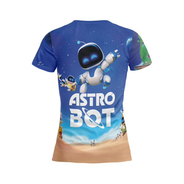Футболка женская спортивная с принтом «Астро робот. Космическое приключение. Astro Bot. Space Adventure»