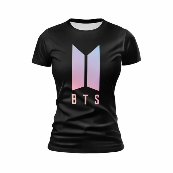 Футболка женская спортивная с принтом «БТС. Яркое лого. BTS. Bright logo»
