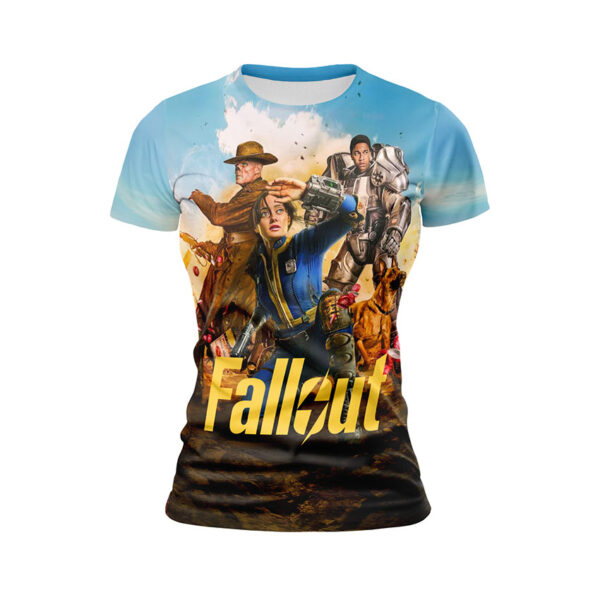 Футболка женская спортивная с принтом «Фоллаут. Игра. Персонажи. Fallout. Game. Characters»